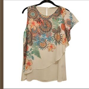 Desigual Multicolor Floral Asymmetrical Blouse